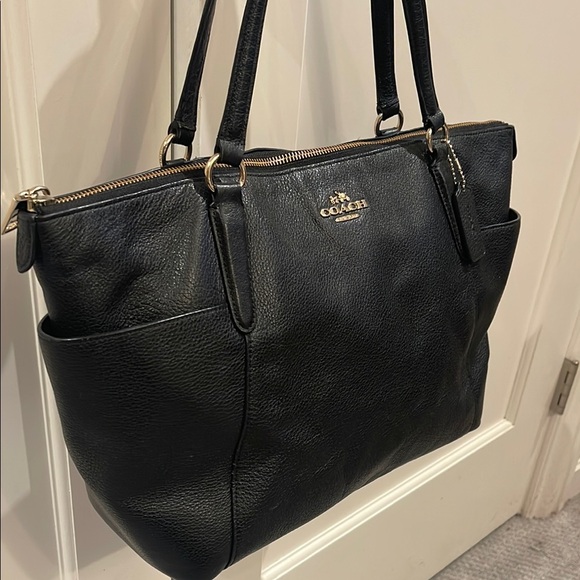 Coach Black Leather Tote - Picture 2 of 9